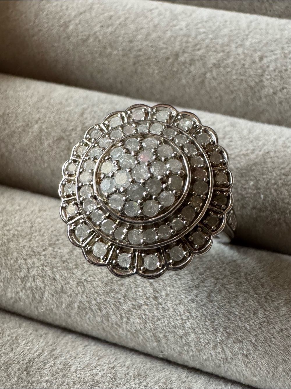 JTV 1.00 CTW Natural White Diamond Sterling Silver Cluster Ring Size 8